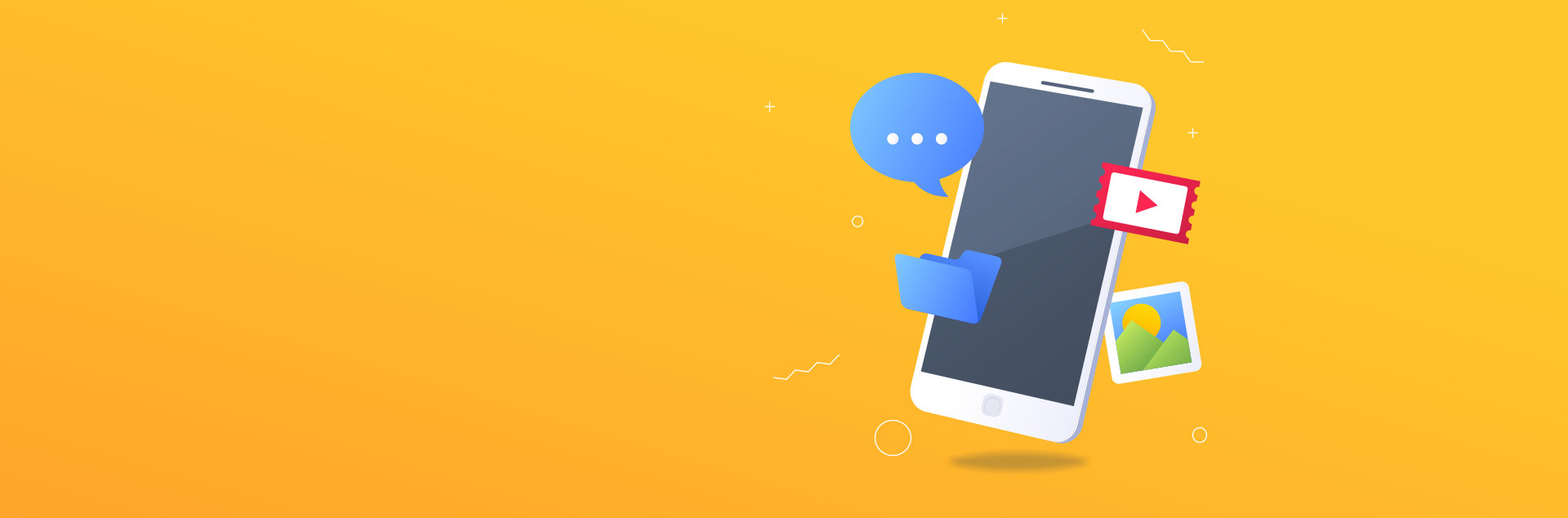 illustrations of phone with mobile apps